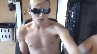 Cool USA blonde boy flashes cock on live cam