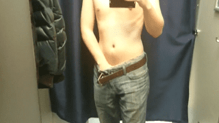 Lad shows his cock in the changing rooms